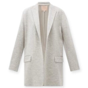 Roksanda Wool Blazer Jacket Light Grey Open Front Size 12 US 8 Medium Large NWT